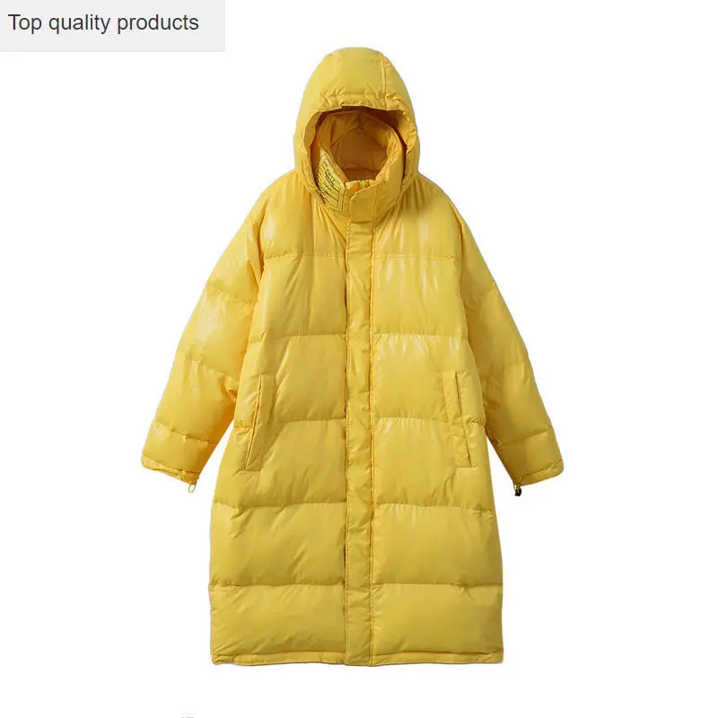 2020 Новое Женское зимнее пальто с хлопковой подкладкой X long желтая куртка размера