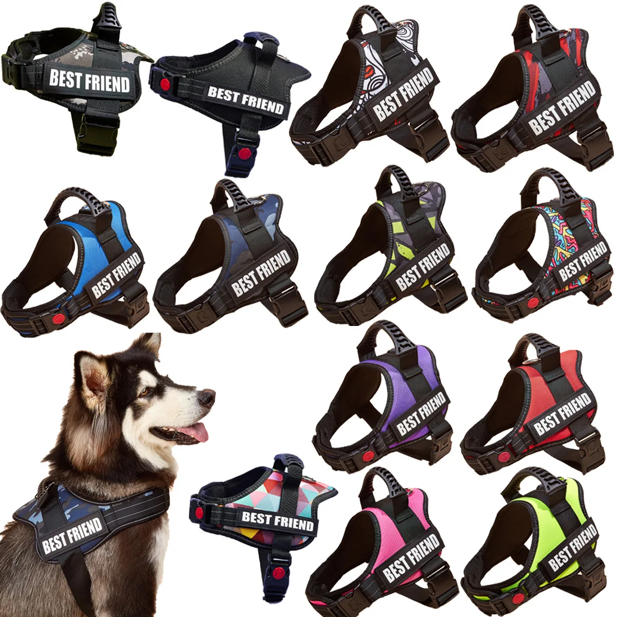 

No Pull Harnesses For Service Dogs Reflective Adjustable Dog Harness Vest Collar For Medium Large Dog Supplies