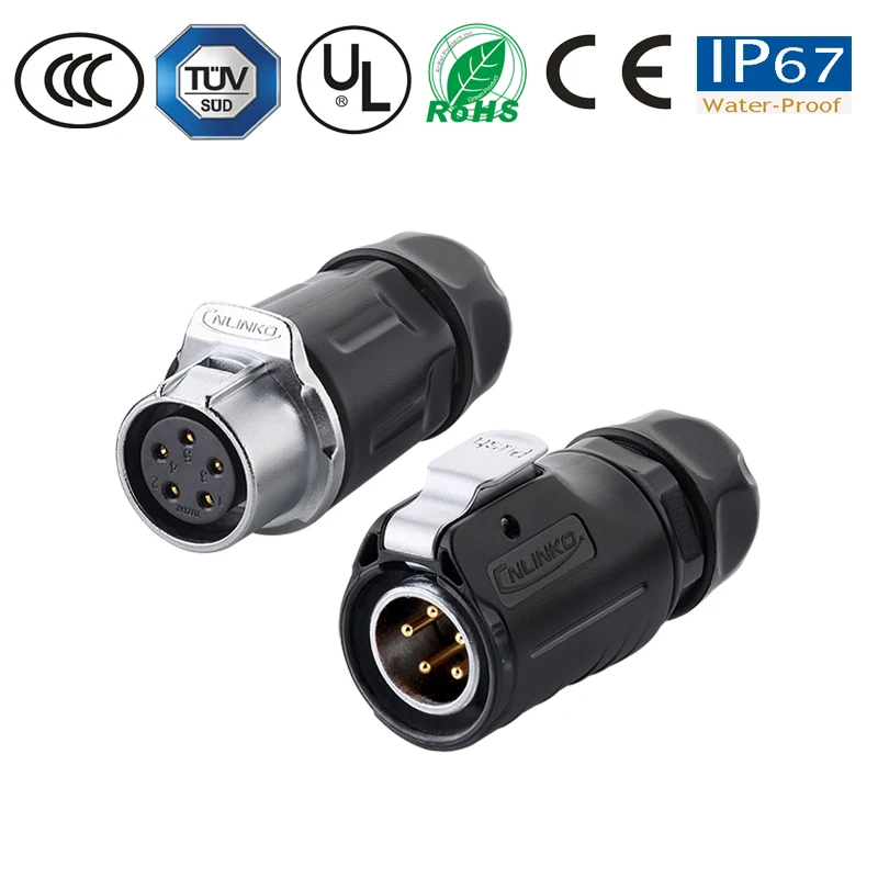 Водонепроницаемый разъем M20 5pin Светодиодная лампа Электроника автомобильный тв