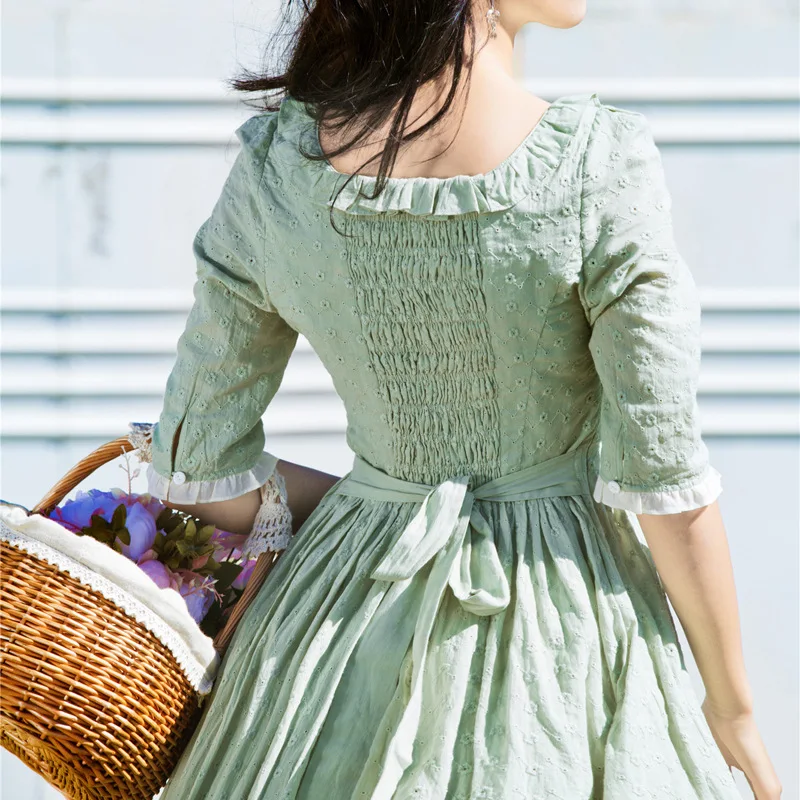 Женская ночная одежда Ретро стиль женская квадратный воротник высокая талия