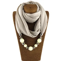 brand designer scarf ethnic chiffon solid collar tassel gorgeous beaded pendants jewelry necklace scarf women shawl wrap scarves