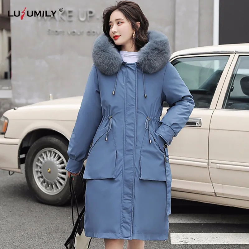 

Lusumily Женская куртка с капюшоном и хлопковой подкладкой, зимнее пальто, женская пуховая парка со съемной подкладкой, зимняя Свободная куртка...