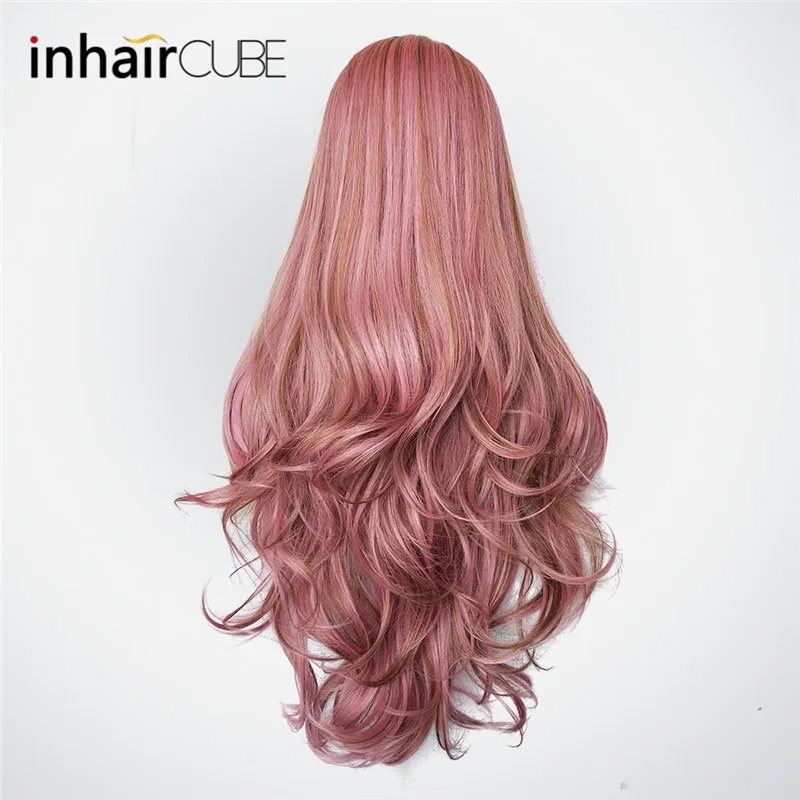 lc183-2 Inhair Cube 26 дюймов женские парики длинные натуральные волны синтетический слоистый стиль волос светильник коричневый с полным парики - Цвет: lc183-2