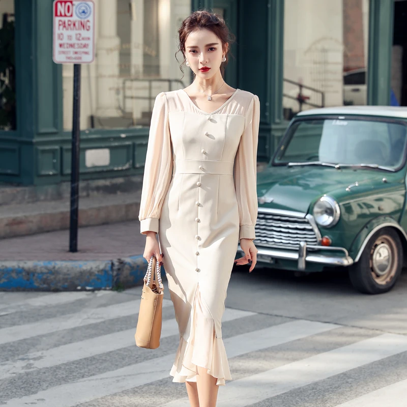 Женское вечернее платье с рюшами элегантное Кружевное облегающее миди v образным