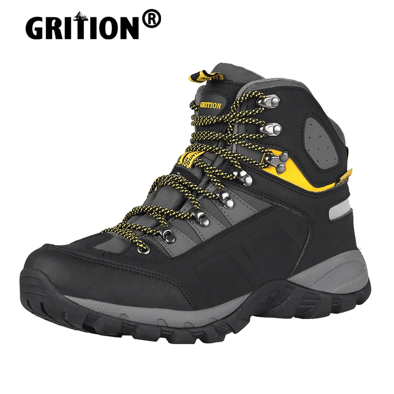 GRITION Men Hiking Boots Waterproof 2021 High Top Walking Winter Work Mountain Sport Shoes Soft Shell Trekking Outdoor Ankle New