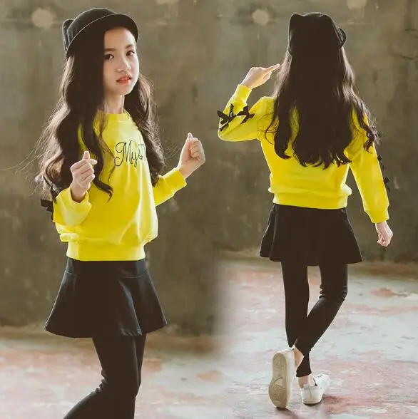 Одежда для девочек осенний костюм модная детская рубашка с длинными рукавами и