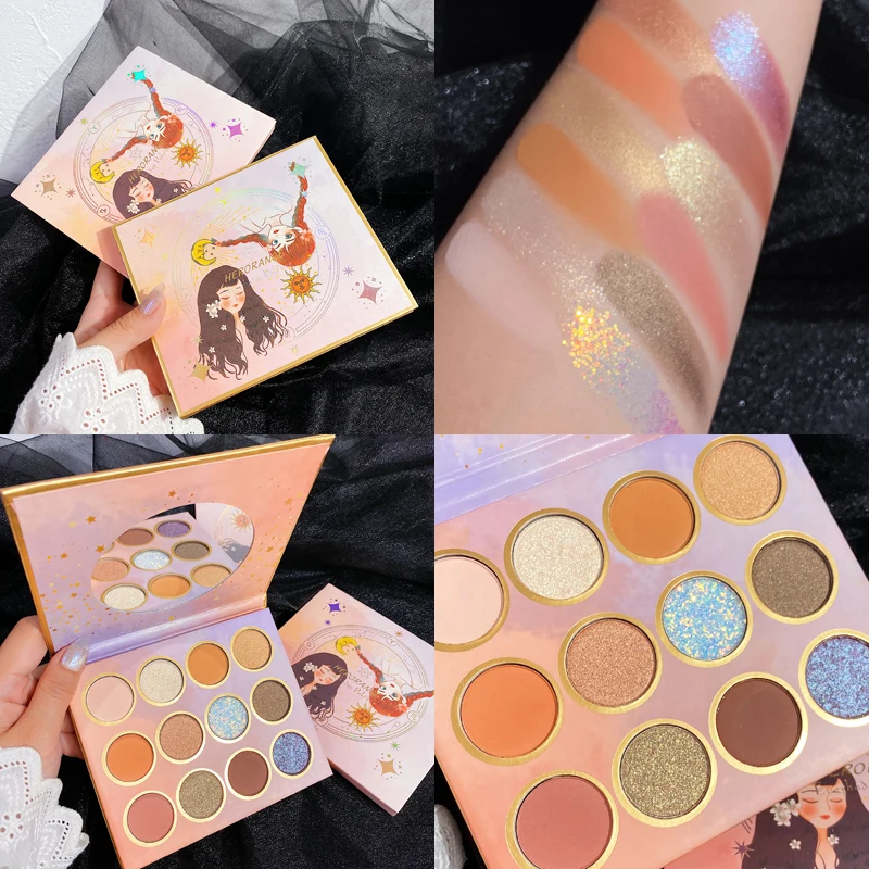 

12 Color Metallic Diamond Maquillage Eyeshadow Palette Glitter Shimmer Matte Pigmented EyeShadow Pallete Makeup Palette Cosmetic