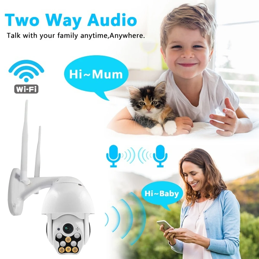 Ip-камера Wifi 1080P высокоскоростная камера 8 Светодиодный светильник 2-Way Talk Pan Tilt