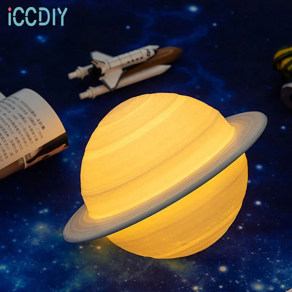 

3D Printing Saturn Moon Lamp Night Light Touch/Pat Control 16Colors Remote Kids Gifts Bedroom Decor