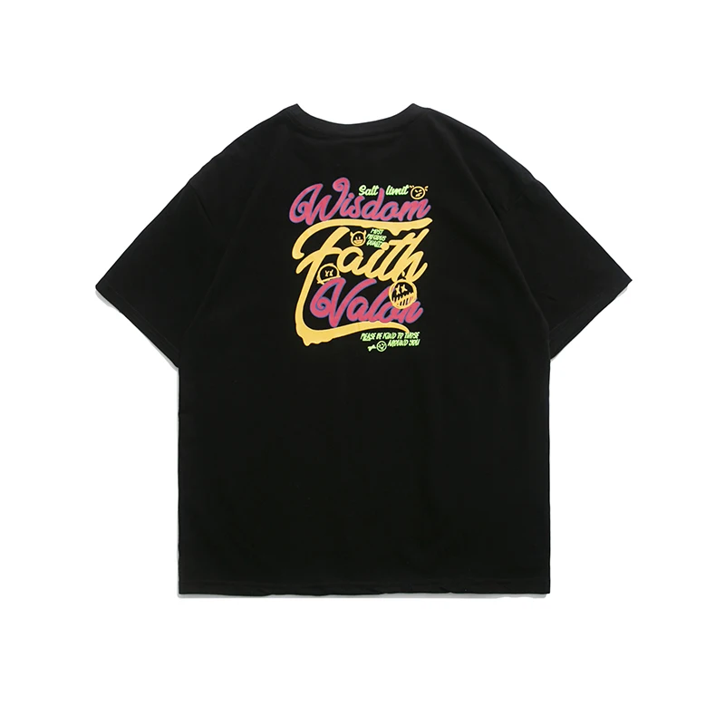 

Men's Spring and Summer New European and American Retro Letter Printed Short-Sleeve Personality T-shirt