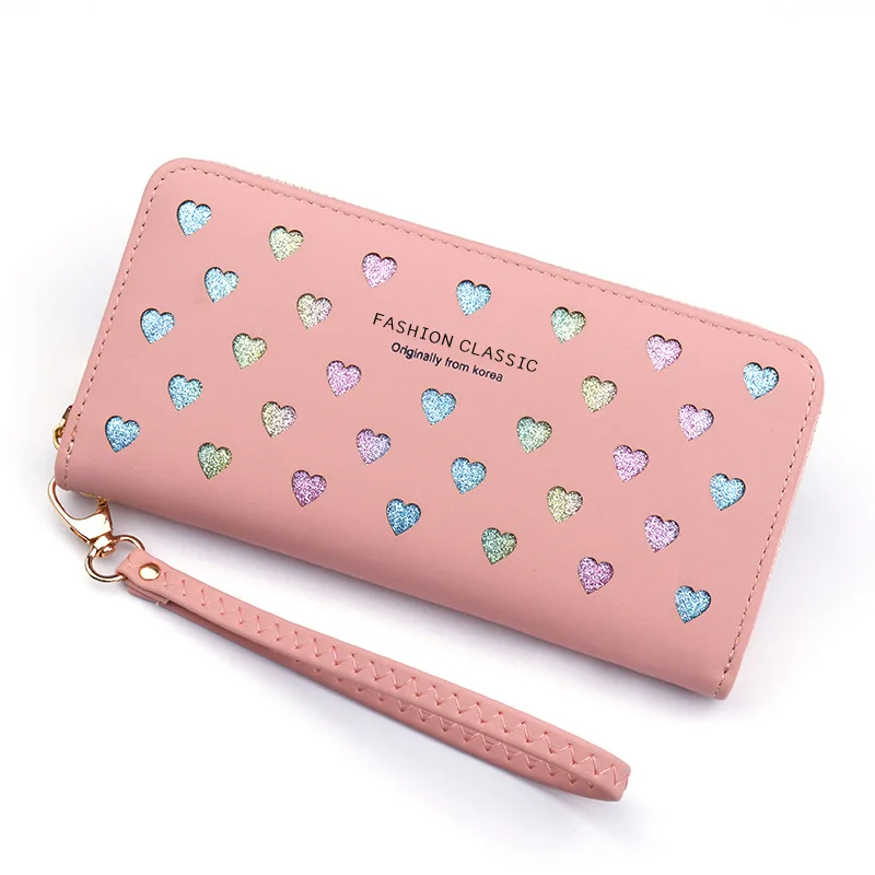 

Women Wallet Pu Leather Long Love Heart Design Cute Purse for Phone High Capacity Card Holder Clutch Wallets Carteira Feminina