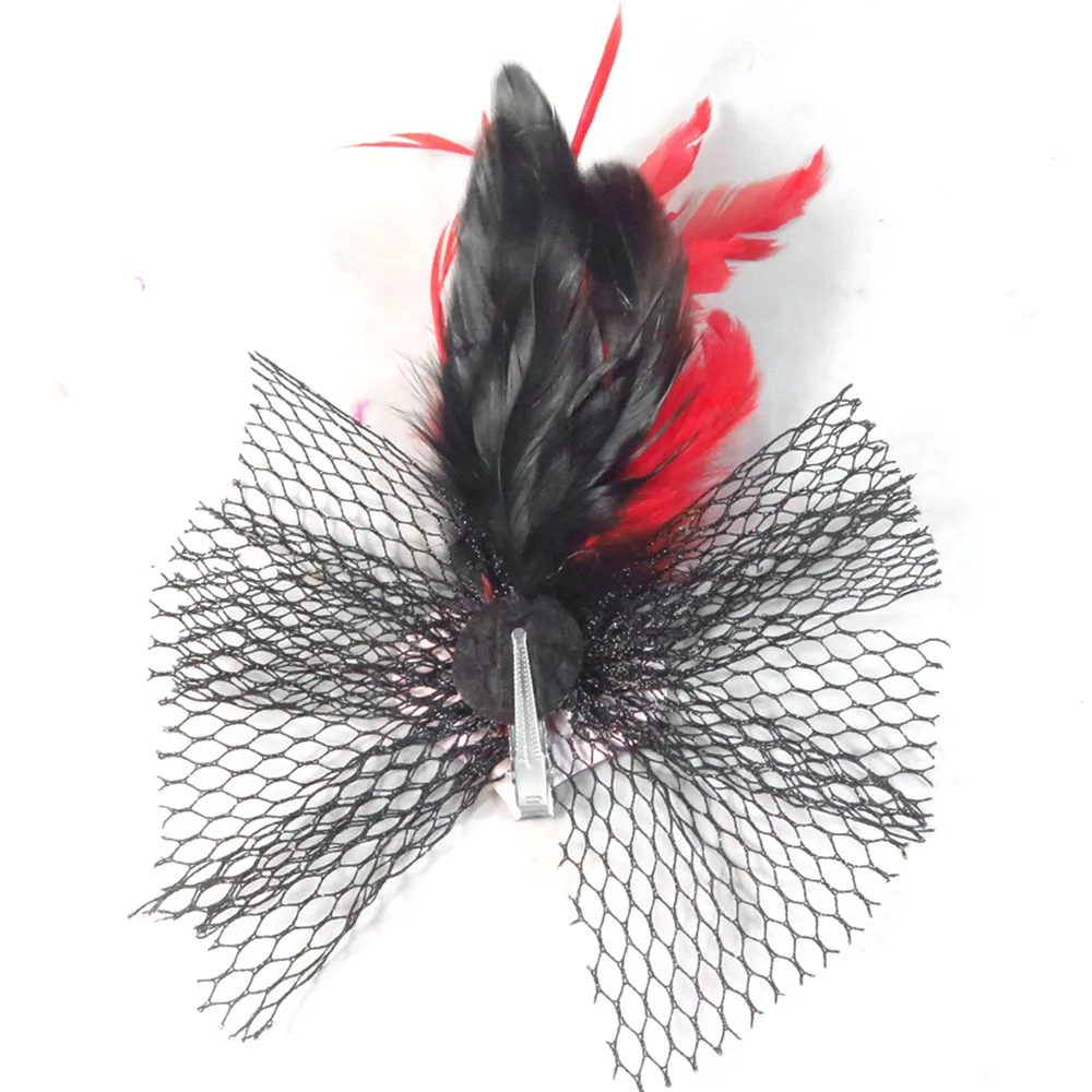 

3pcs Wedding event bachelorette party hair clips Classic red fishnet bowtie glitter heart Bride to be bridal shower hen supplies