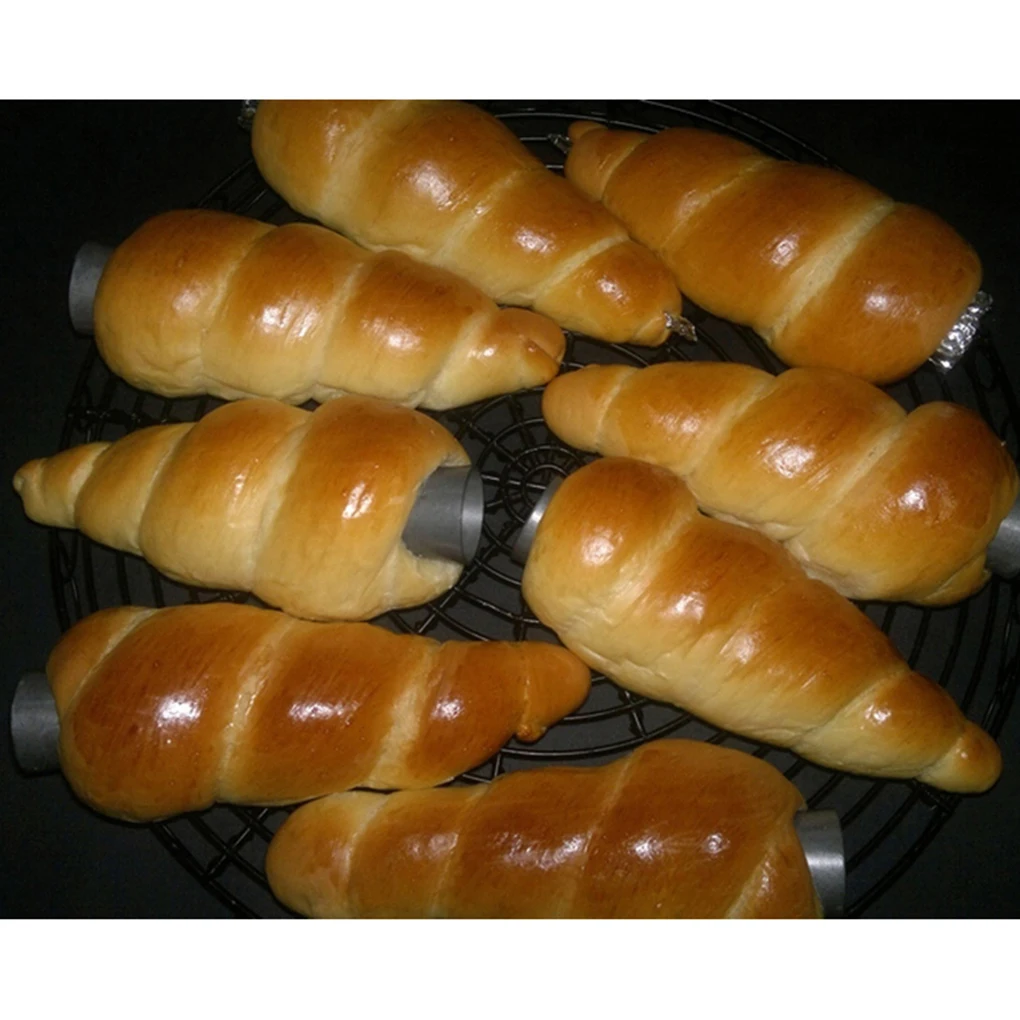

5/10/12PCS Conical Tube Cream Mould Cone Roll Moulds Stainless Steel Spiral Croissants Molds Pastry Cream Cake Bread Mold