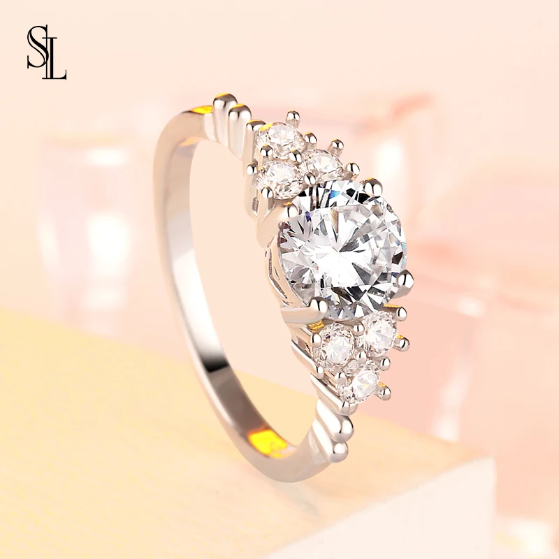 

Кольцо женское из серебра 925 пробы, с белым кубическим цирконием