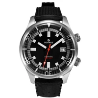 rdunae nh35 automatic movement mens diving watch matte black dial sapphire crystal luminous dial marks 200m water resistance