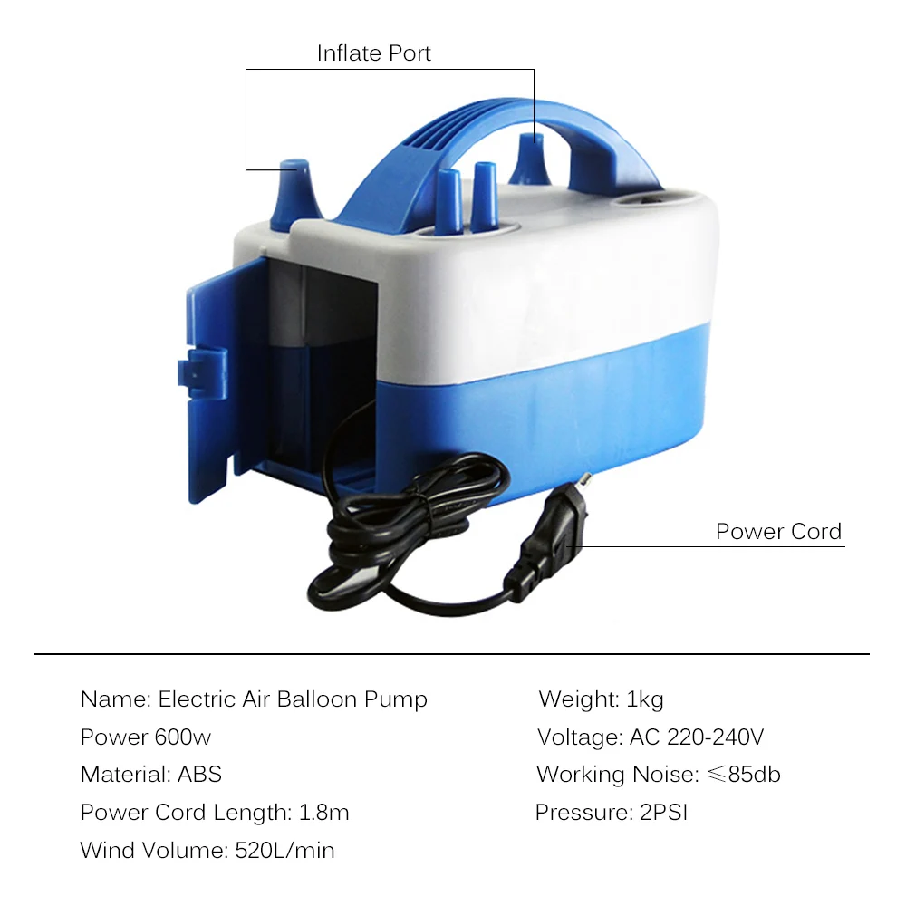 Electric Air Balloon Pump Portable Inflator Dual-Nozzle Globos Machine Blower for Party Arch & Column Stand | Инструменты