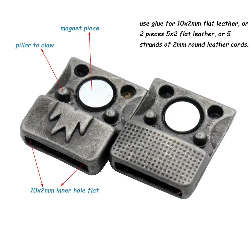 3 комплекта 10 мм x 2 отверстие античное Оловянное магнитное закрытие с узором