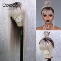 colodo 24 glueless blonde lace front wig 13x4 remy brazilian wigs with bangs 150 density ombre human hair wigs for black women