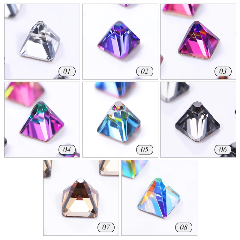 5 шт./пакет 3d-стразы для ногтей разноцветные многогранные острые нижние блестящие