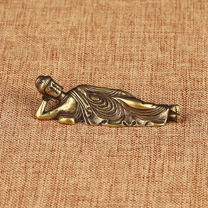 Мини Ретро Золотой лежащий Статуэтка Будда Амитабха статуэтки Будды медные из