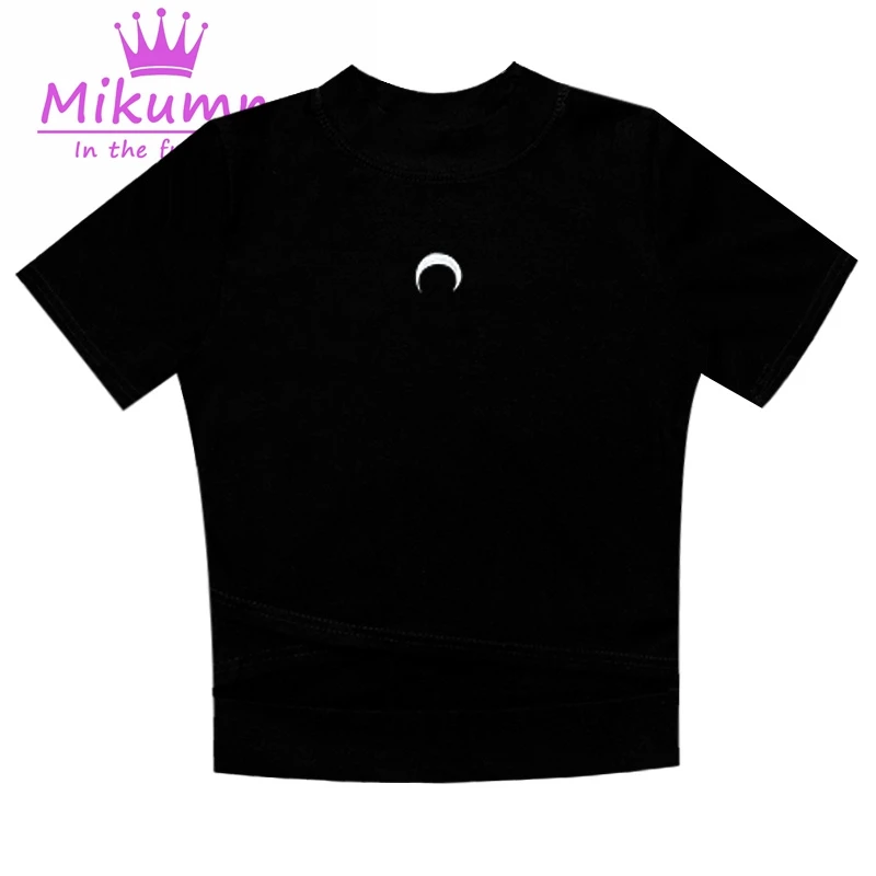 Женская футболка в готическом стиле с изображением Луны Harajuku белые черные