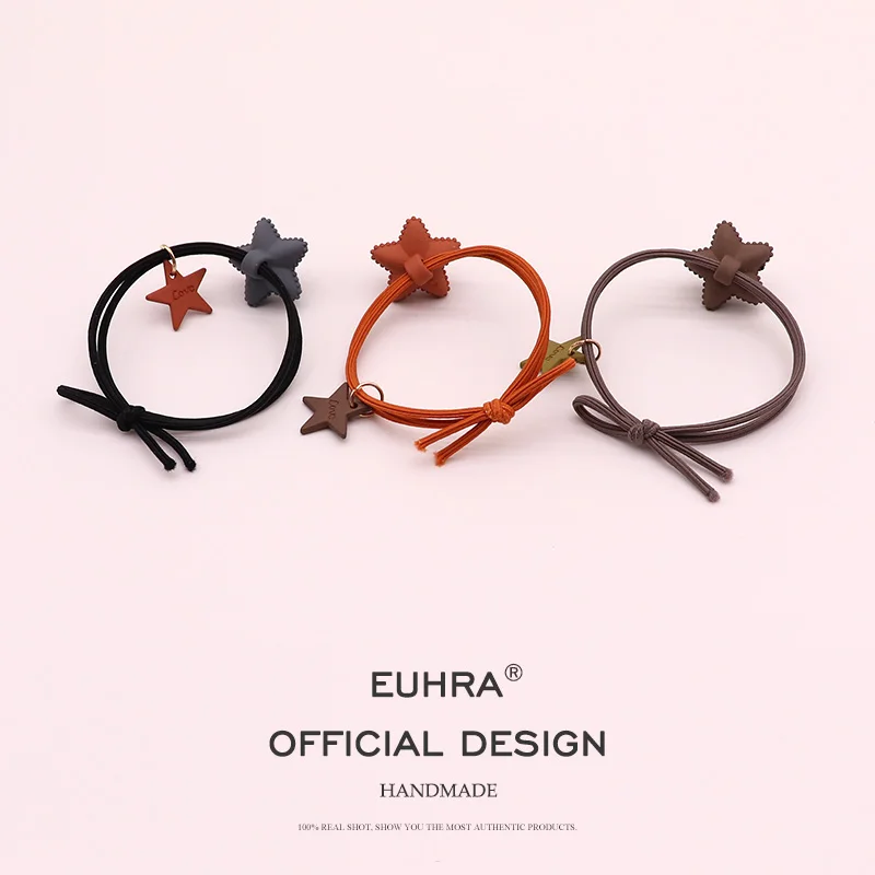 EUHRA 5 цветов Bump Star Pentagram с биркой эластичные резинки для волос женская лента для волос Детские аксессуары для волос резинка