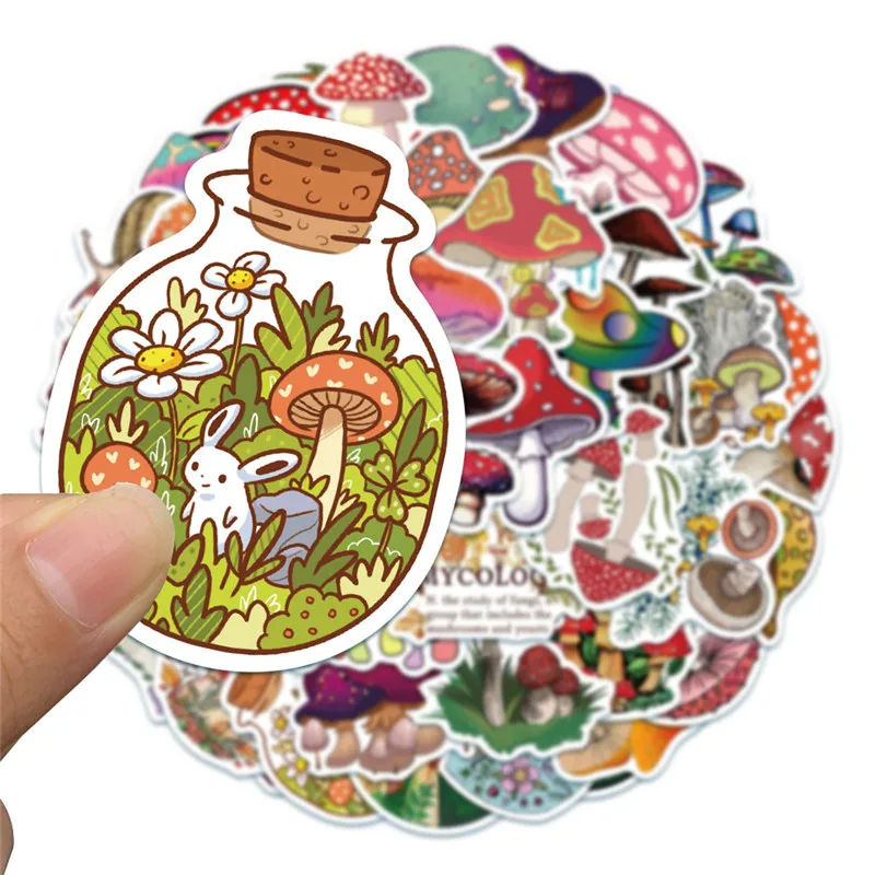 

10/30/50 PCS Plant Mushroom Cute Cartoon Sticker Children's Toy Notebook Carrying Suitcase Decoration Sticker Gift