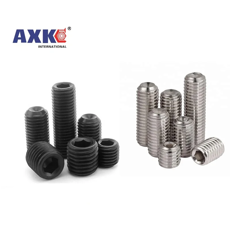 50pc M2 M2.5 M3 M3.5 M4 M5 M6 DIN916 304 stainless Black grade 12.9 steel Hex Hexagon Socket Allen Cup Point Grub Screw Set Bolt - купить по