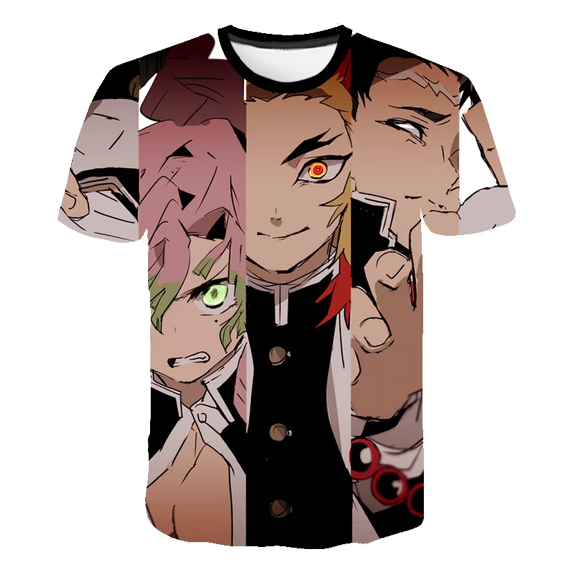 Футболка Kimetsu no Yaiba для мужчин женщин и детей подходящая 3D футболка с коротким