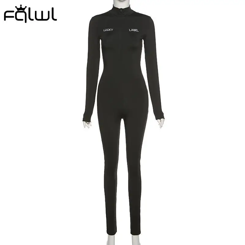 FQLWL Осенняя уличная одежда комбинезоны женский комбинезон черный с длинным