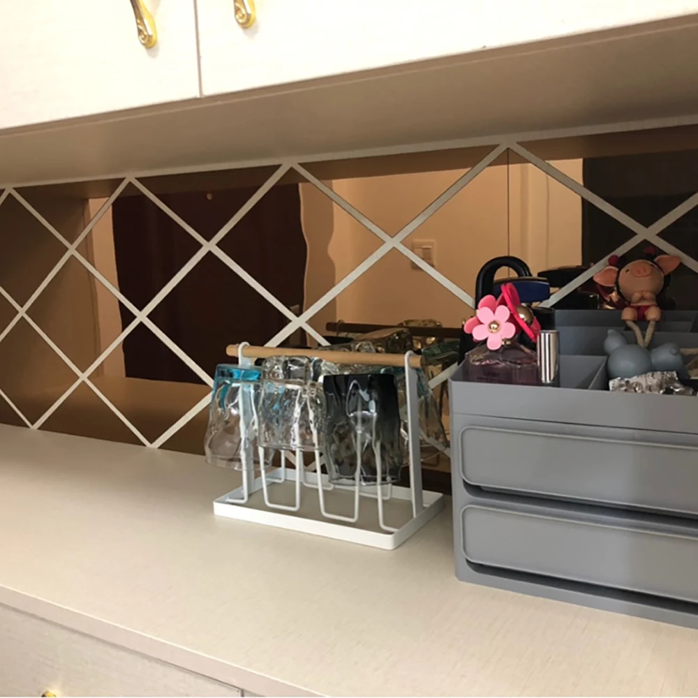 58 шт. DIY 3D зеркальная Настенная Наклейка бриллианты треугольники акриловое зеркало для гостиной дома ванной украшения