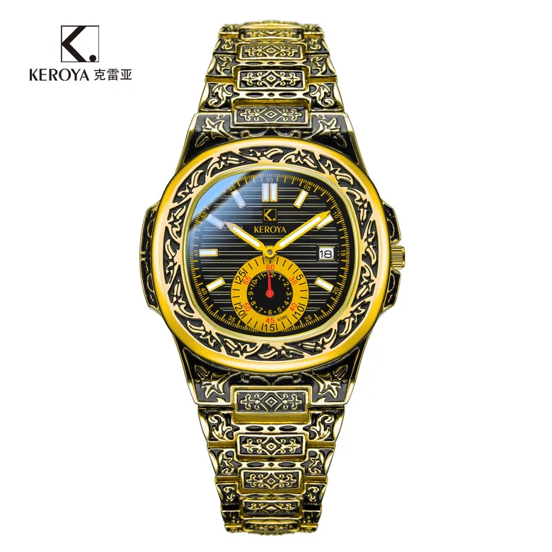 Часы наручные мужские кварцевые с хронографом брендовые модные в ретро стиле