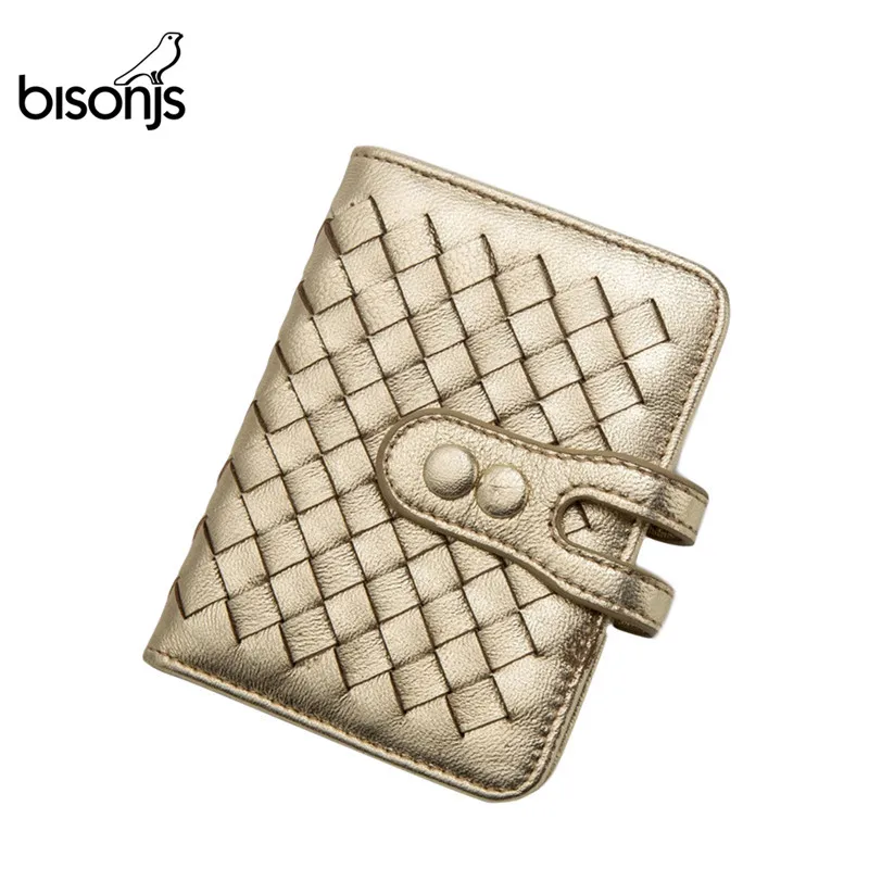 BISON DENIM, Воловья кожа, женские кошельки, на застежке, держатель для карт, кошелек, плетение, дизайн, portefeuille femme N9313