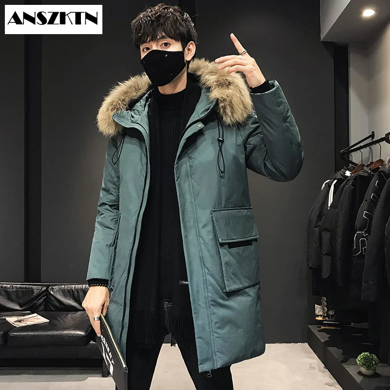 

2020 New Men's teens Winter Keep WarmClothing Down Coat 60% White Duck Down Jacket Business Men Long overcoat Casual Mens coats