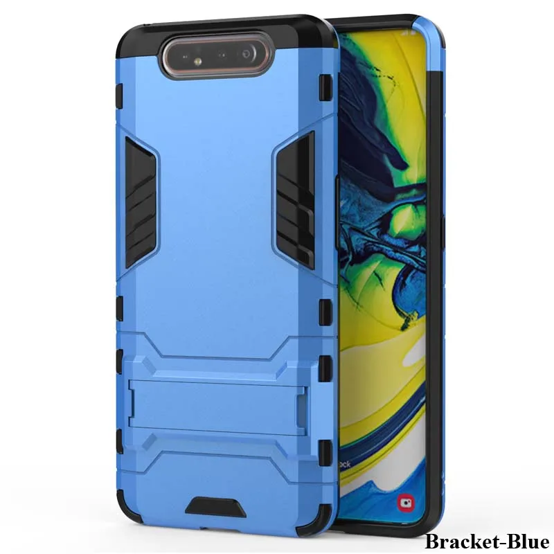 Bracket Blue Армированный чехол для samsung Galaxy A10 A20 A30 A40 A50 A60 A70 A80 A90 M10 M20 M30 M40 A50s A70s M30s покрытие автомобиля кольцо для телефона с бумажником - Цвет: Bracket Blue