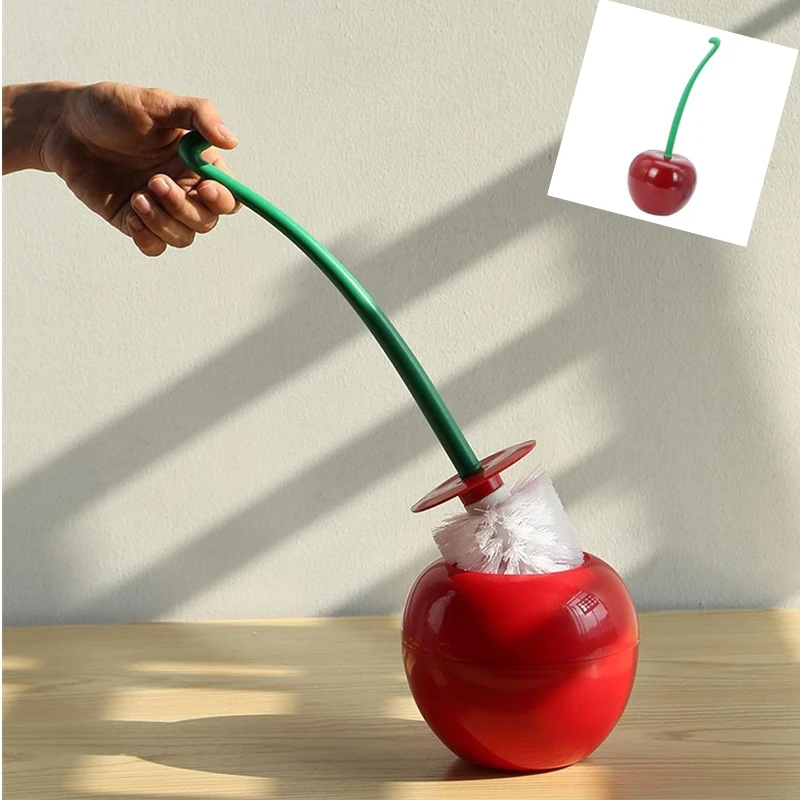 

Creative Cherry Shape Toilet Brush Plastic Bathroom Cleaning Set Long Handle Lavatory Cleaning Brush Home Bathroom Accessories