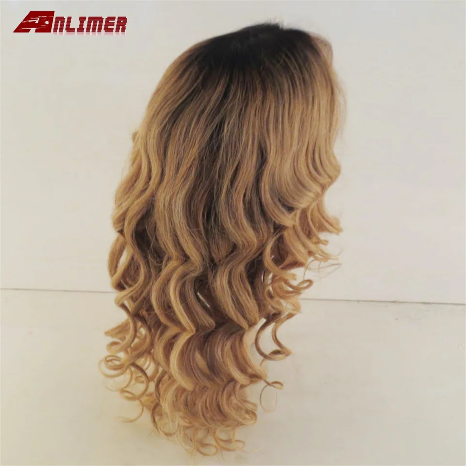 Anlimer медовый блонд кружевные передние человеческие волосы парики 150% бесклеевая