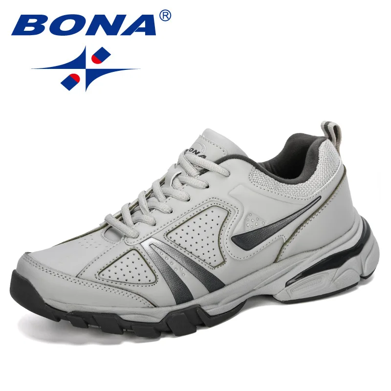 Light gray dark grey BONA новые дизайнерские стильные кроссовки мужские уличные спортивные туфли Masculino zapatos hombre мужские кроссовки спортивные кроссовки мужские - Цвет: Light gray dark grey