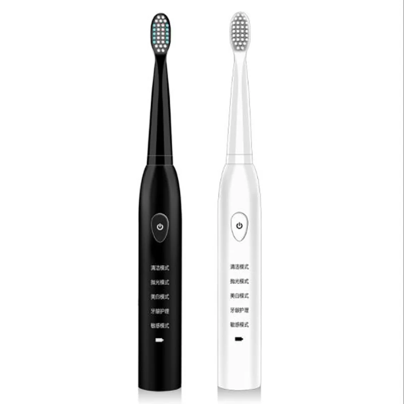 

Sonic Electric Toothbrush Universal IPX7 Timer Brush 5 Mode USB Charger Rechargeable Fast Charge Replacement Heads Set