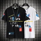 Футболка с короткими рукавами для мужчин; Коллекция 2022 года; Летняя черно-белая футболка с принтом; Футболки; Классическая брендовая модная одежда; M-5XL с круглым вырезом