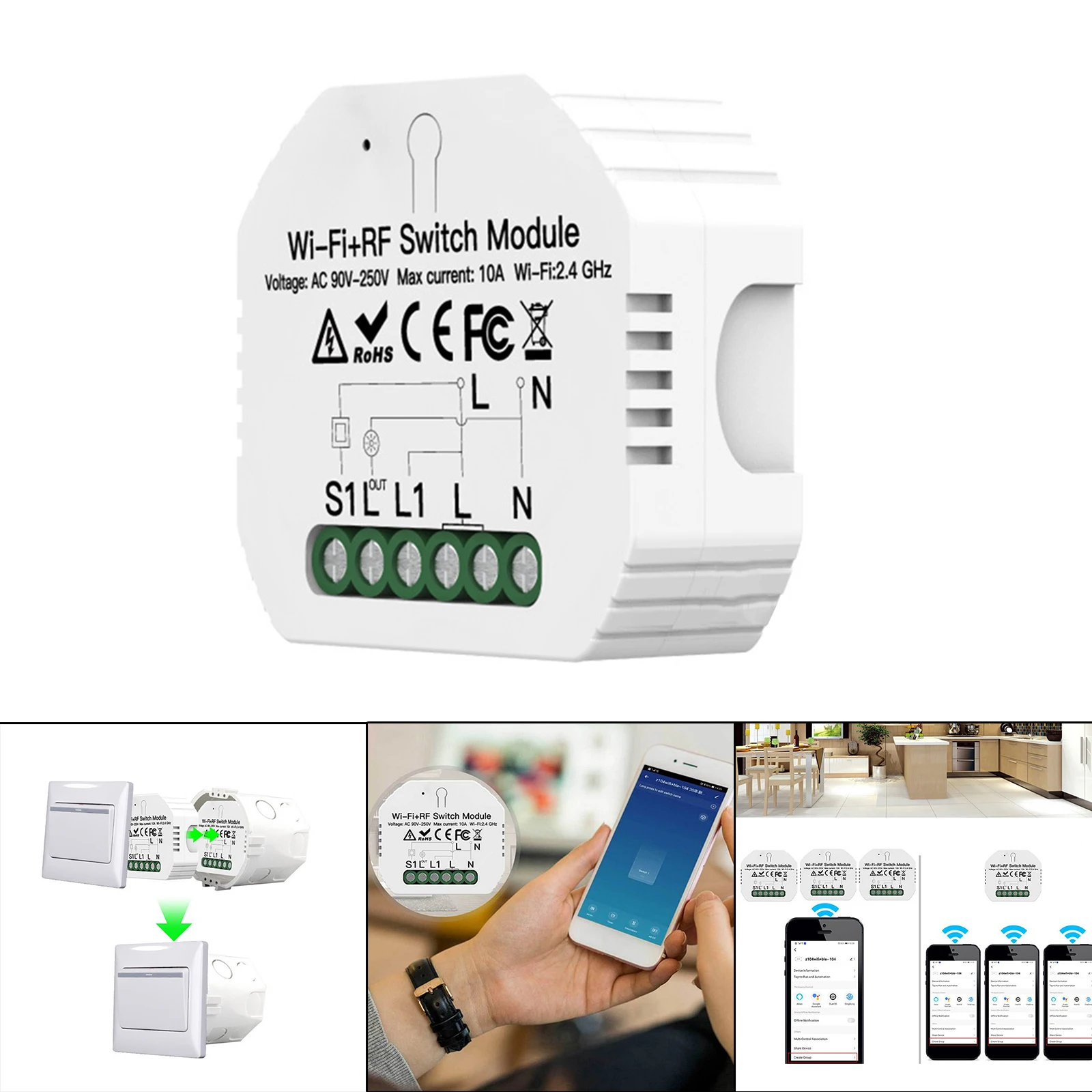 

Light Switch Module Wifi DIY Switch DIY Breaker Module Smart Home Automation 2 Way Control Work For Alexa