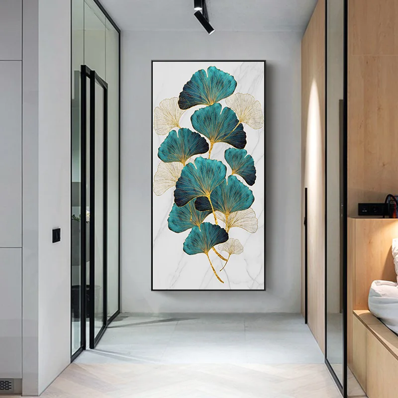 

Modern Poster Ginkgo Golden Green Plant Leaf Nordic Canvas Print Wall Art Painting Abstract Picture Living Room Home Decoration