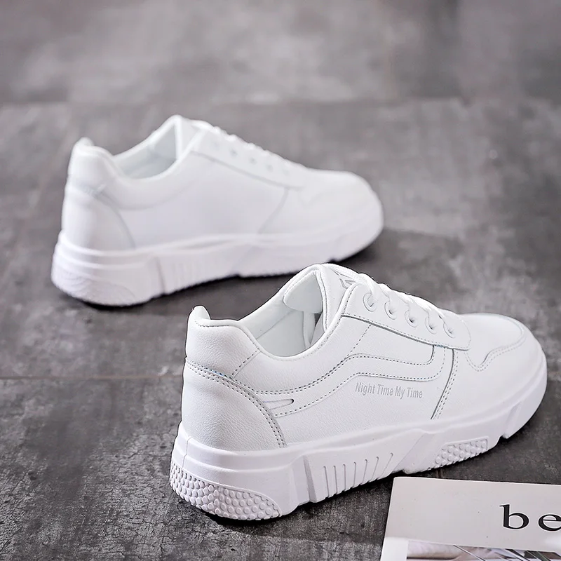 Women Sneakers White All Match Basic Style 35-40 Leather Shoes Casual Girls Flat Heel Spring Summer Must Have Trainers | Обувь