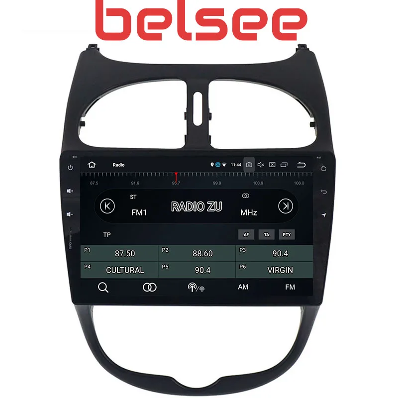 Belsee 9&quot Touch Screen Android 9.0 octa core Ram 4+64GB Head Unit Car Radio GPS Navigation Multimedia Player for Peugeot 206 |