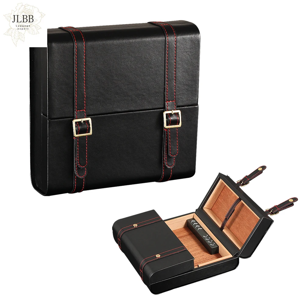 

Дорожная коробка для сигар из кедрового дерева, подходит для улицы, кожаный чехол для сигар 15 карат с увлажнителем