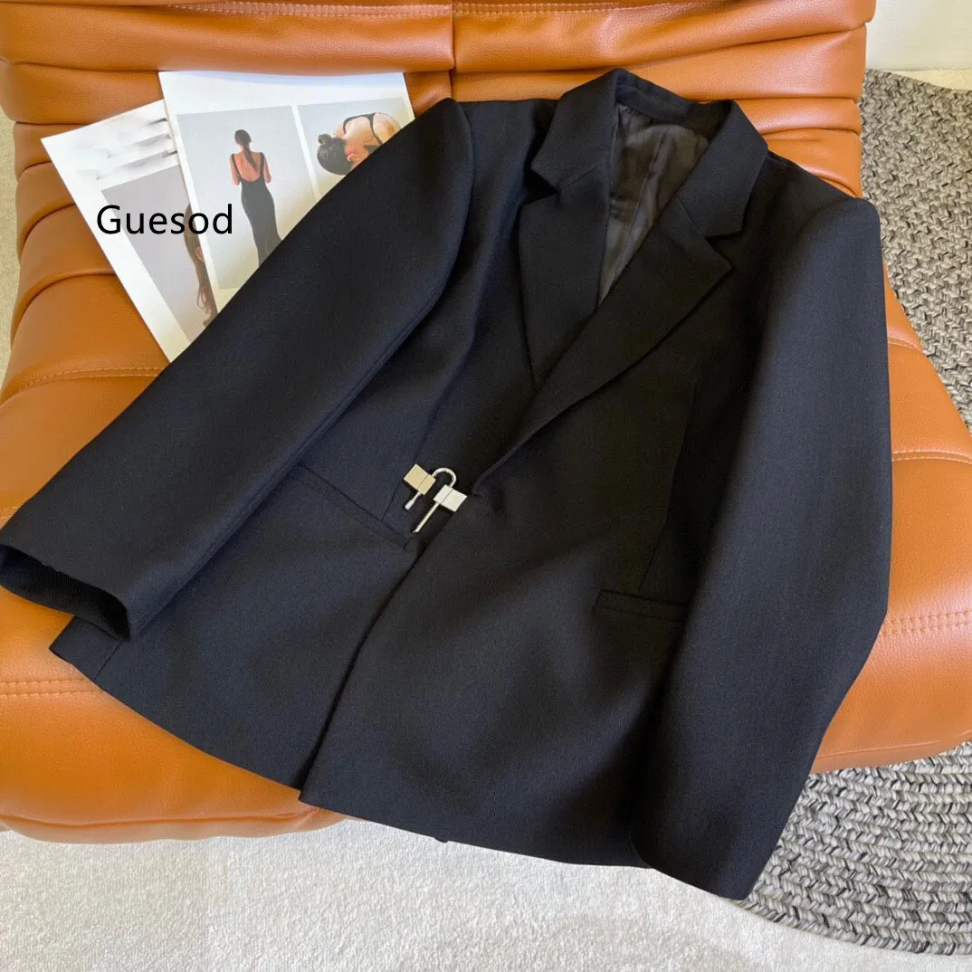 

Women Wool Blazer Metal Button Loose All Match Woolen Outerwear Female New Guesod