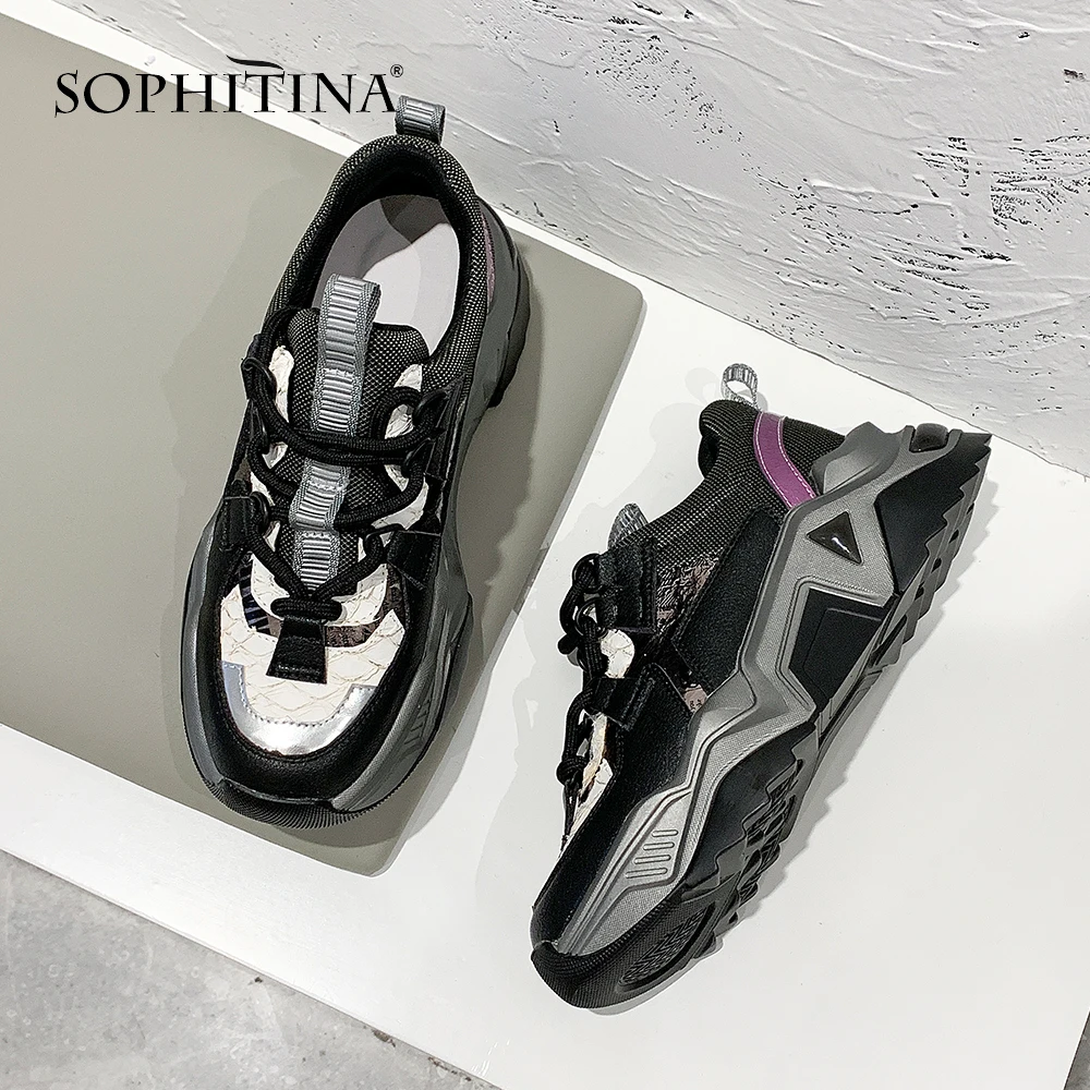 SOPHITINA Fashion Trend Sneakers Women Platform Casual Sports Mesh Breathable Lace Up Wild Running Shoes MO521 | Обувь