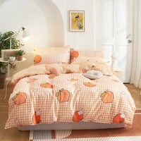modern style home textiles bedding set peach pattern printing quilt cover flat sheet pillowcases bedclothes sets 34pcs