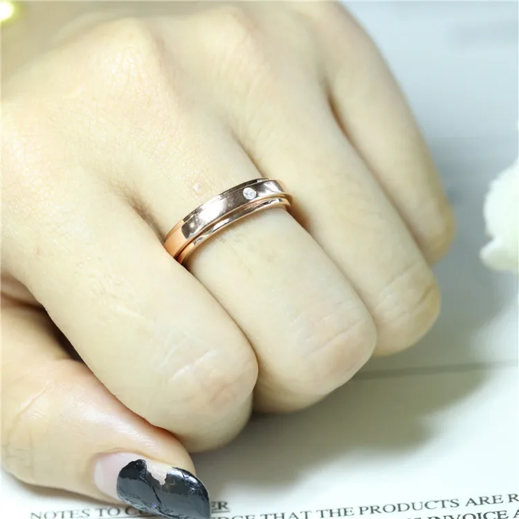 Модные дизайнерские 925 Серебряный спиннинг fingrer кольцо розовое золото один