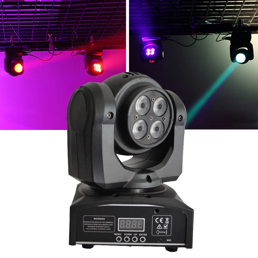 Double Sides Mini LED Moving Head Wash and Beam 4X10W RGBW 4IN1 Wash Light +12W RGBW LED Beam DJ Disco Strobe Stage Light Effect